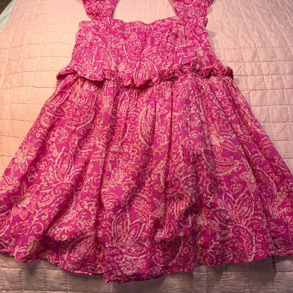 Coastal Cowgirl Boho Beachy 100% Cotton Impressions Pink Babydoll Dress Size M
